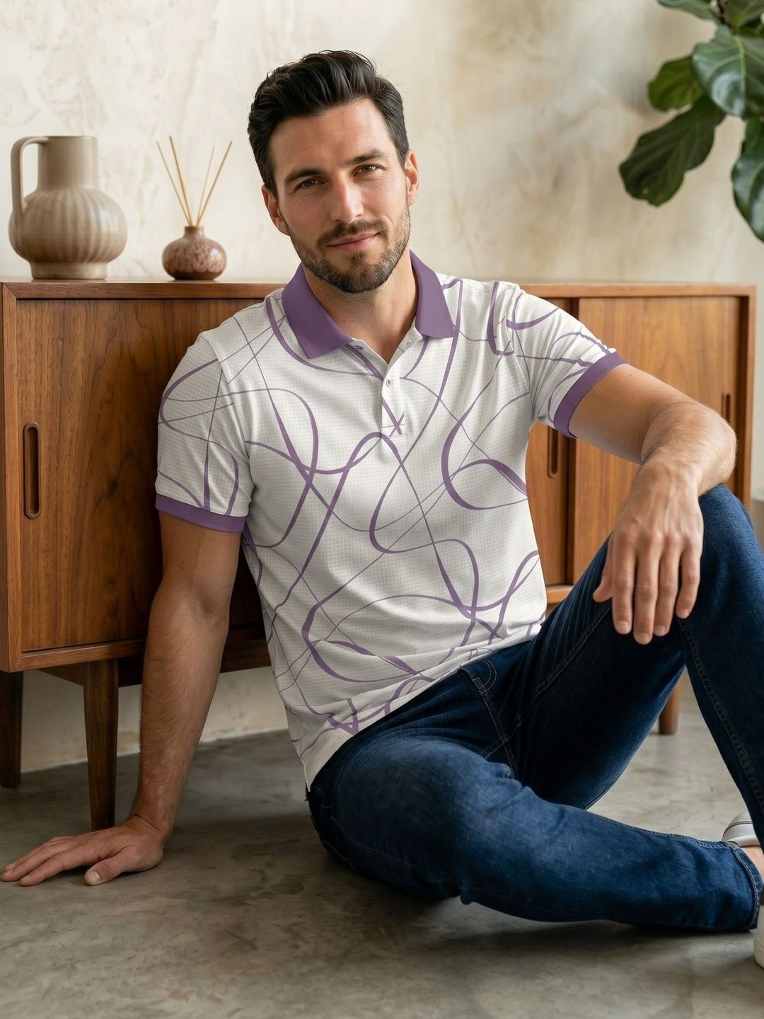 Tshirts Buddy Tshirts Buddy Men Printed Polo Collar T-shirt