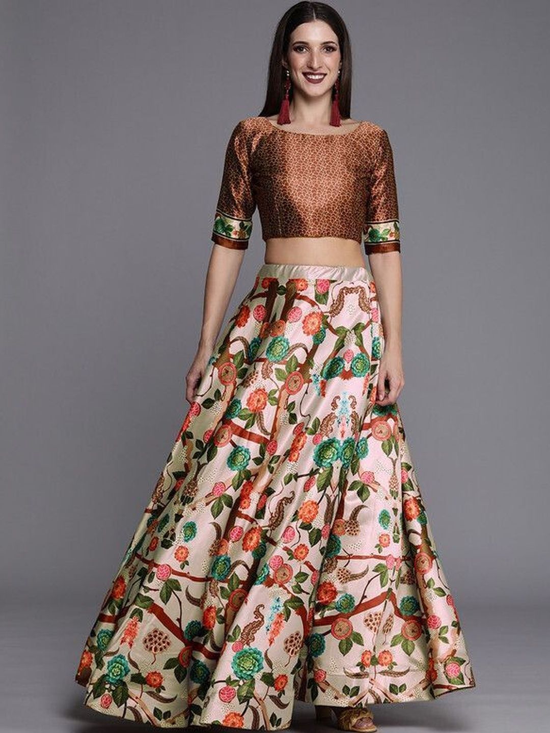 KAHIRAA WHOLETEX Printed Semi-Stitched Lehenga & Unstitched