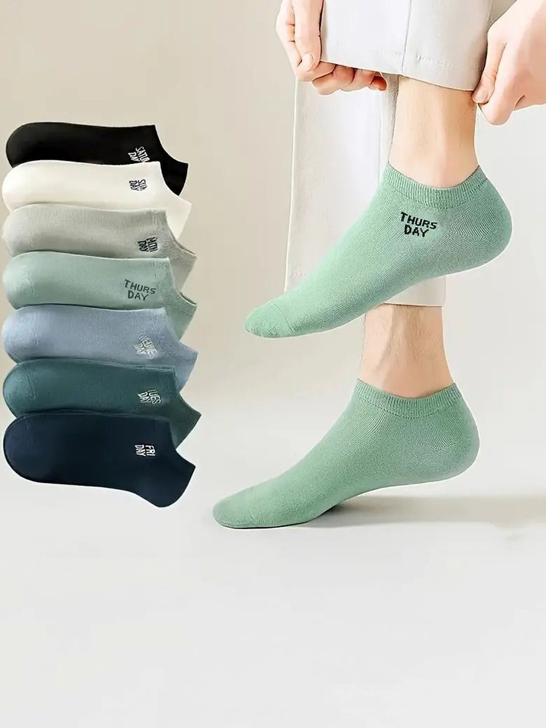 MERCEHIVE Men Pack of 7 Cotton Patterned Ankle Length Socks