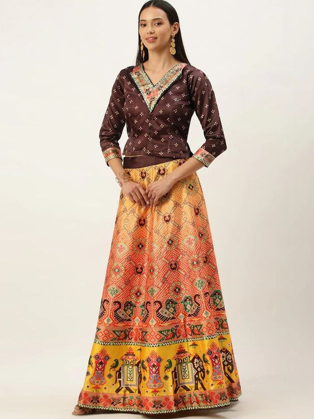 KAHIRAA WHOLETEX Printed Semi-Stitched Lehenga & Unstitched