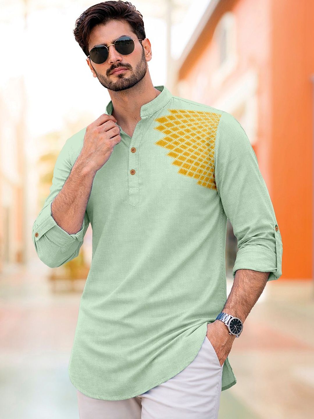 CLOTHING VEDA Men Geometric Printed Kurta