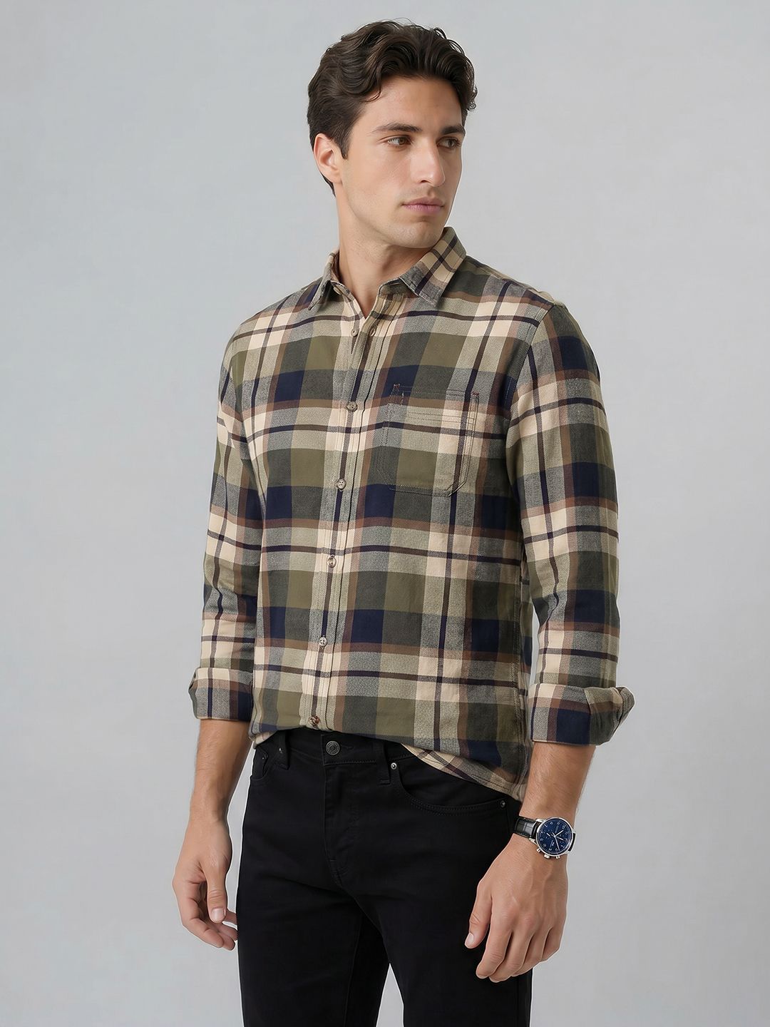 Indian Terrain Indian Terrain Checked Pure Cotton Casual Shirt