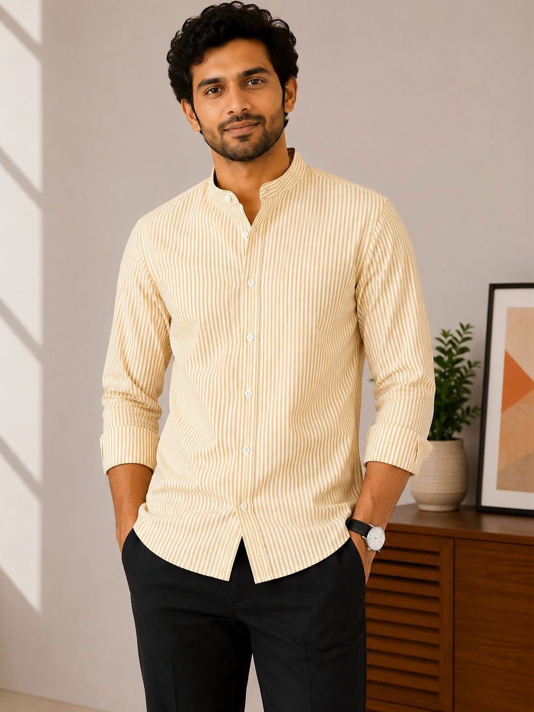 HERE&NOW HERE&NOW Men Standard Striped Casual Shirt