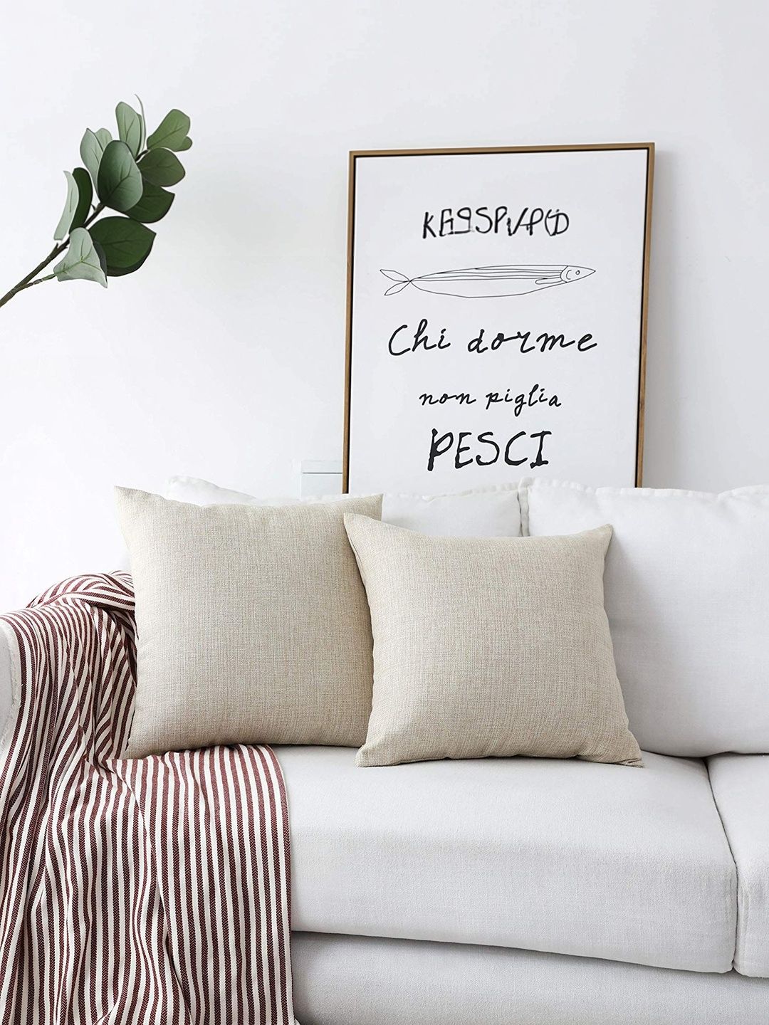 Khooti Khooti Cream-Coloured Set of 2 Square Cushion Covers