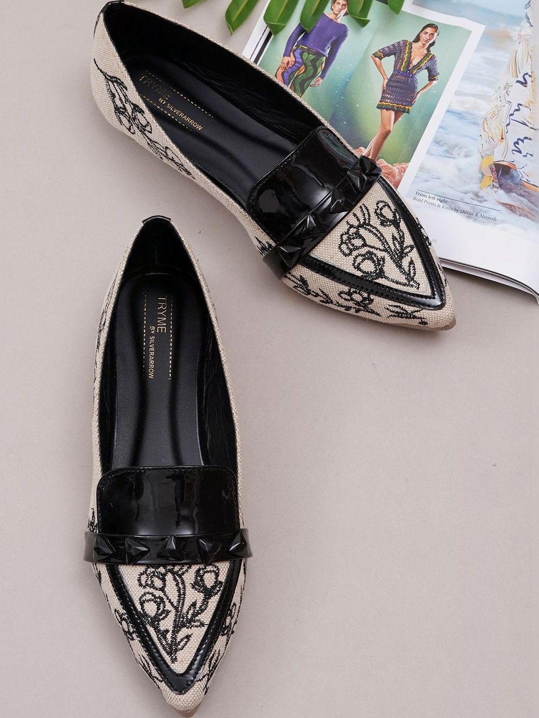 Try Me Try Me Embellished Pointed Toe Slip-On Ballerinas