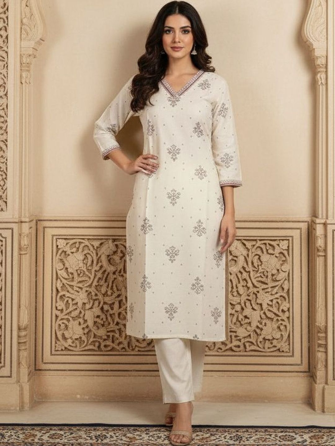 D W Apparels D W Apparels Women Ethnic Motifs Embroidered Thread Work Kurta