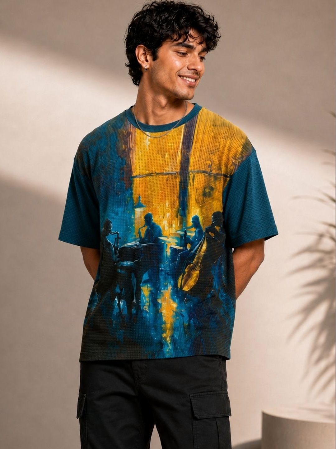 Tshirts Buddy Men Printed Drop-Shoulder Sleeves T-shirt