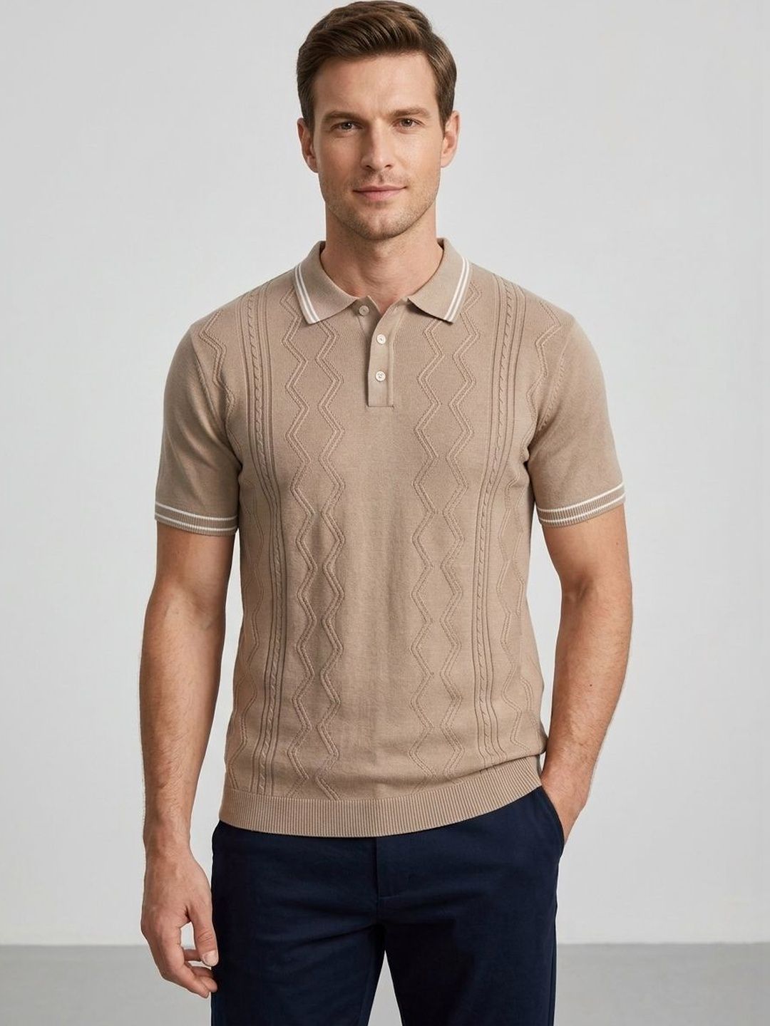 HERE&NOW Men Polo Collar T-shirt