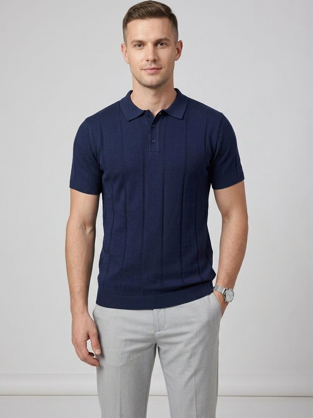 HERE&NOW Men Polo Collar T-shirt