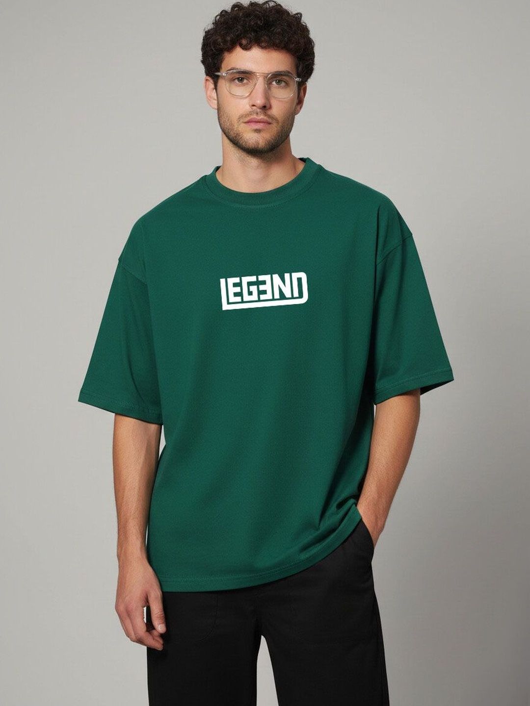 Besick Men Typography Printed Drop-Shoulder Sleeves T-shirt