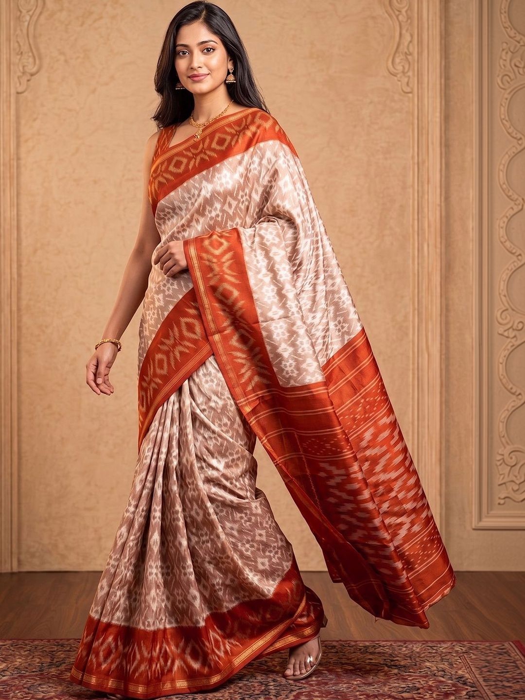 Fabwomen Zari Silk Blend Handloom Saree