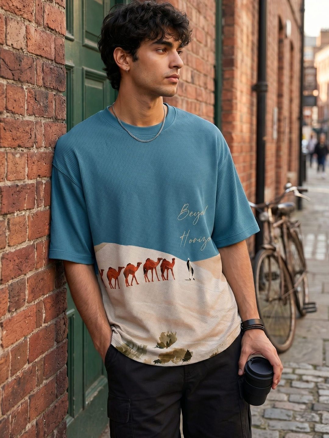 Tshirts Buddy Tshirts Buddy Men Printed Drop-Shoulder Sleeves T-shirt