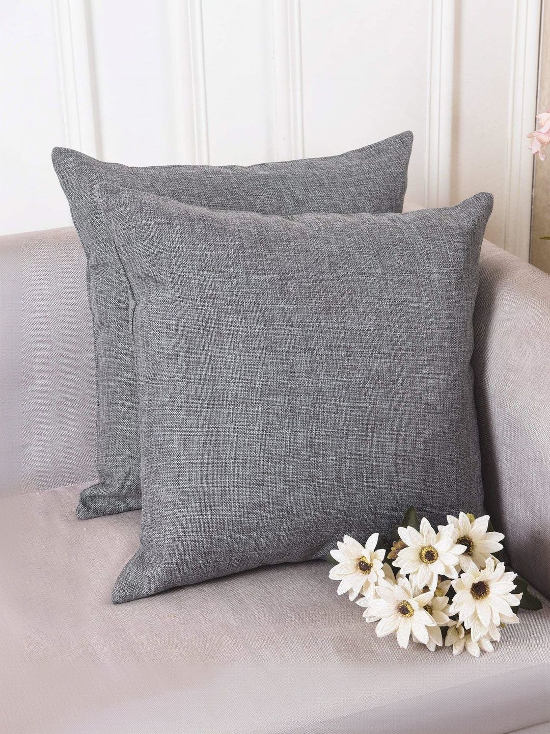 Khooti Khooti Grey Set of 2 Square Cushion Covers