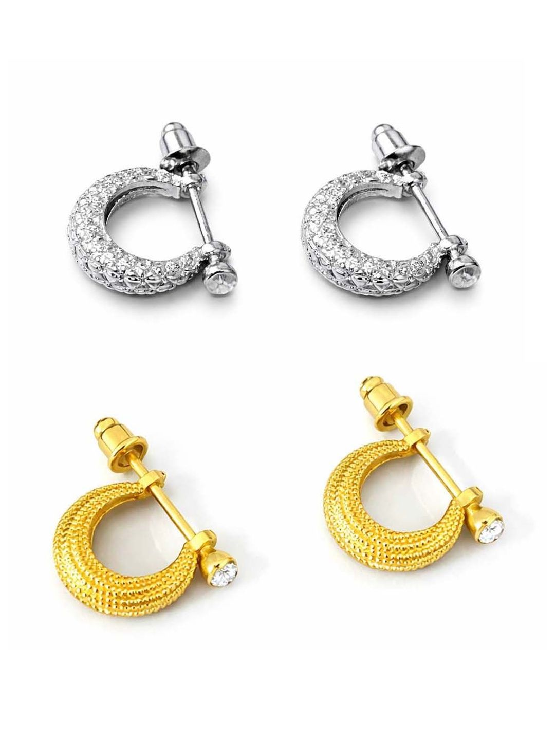 PUNDRIKSH Crescent Shaped Half Hoop Earrings