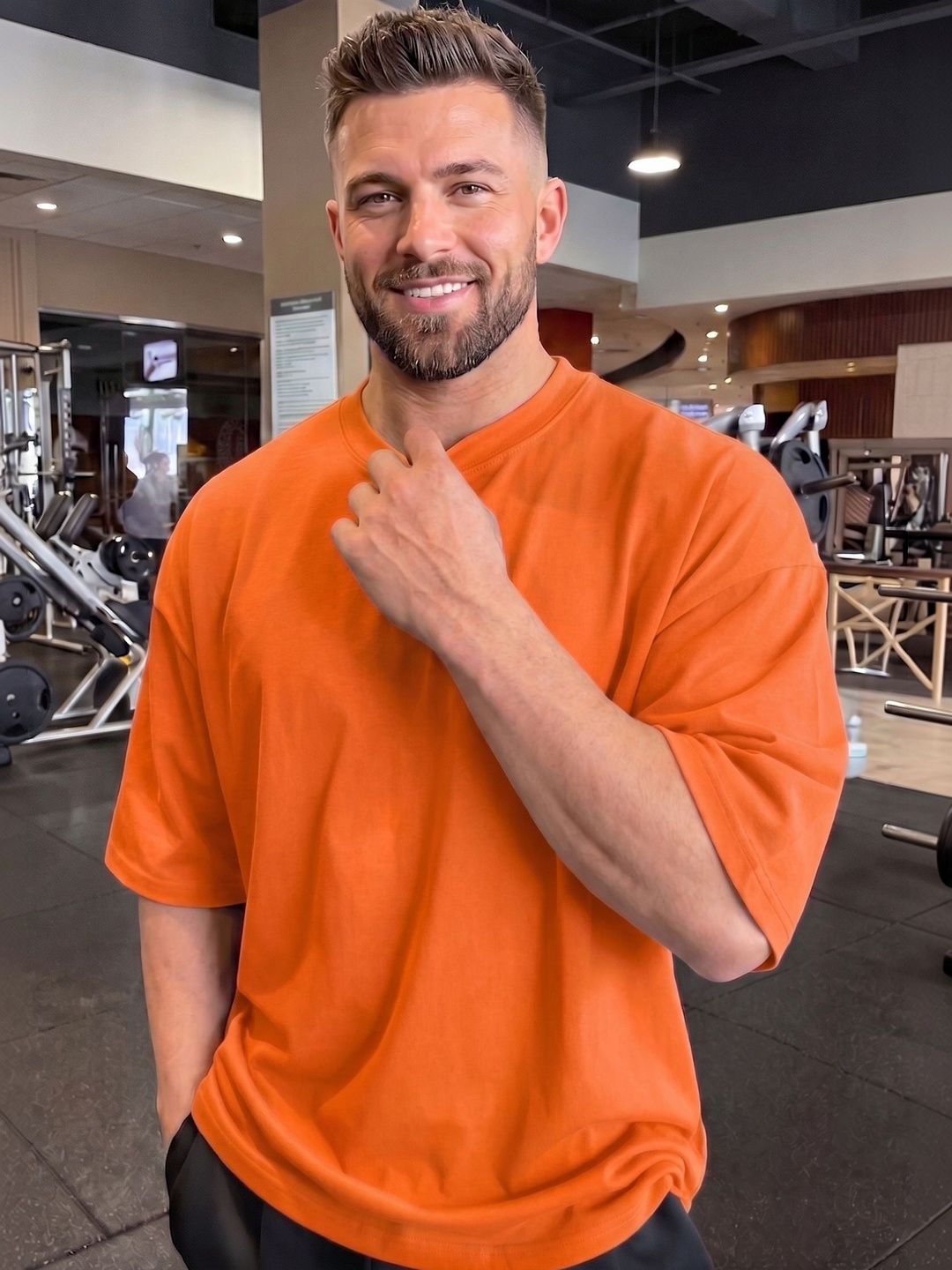TB BLUE Men Drop-Shoulder Sleeves T-shirt