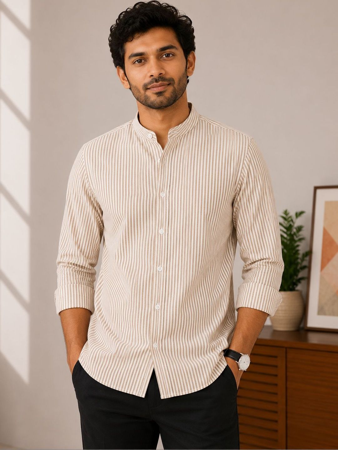 HERE&NOW Men Standard Striped Casual Shirt