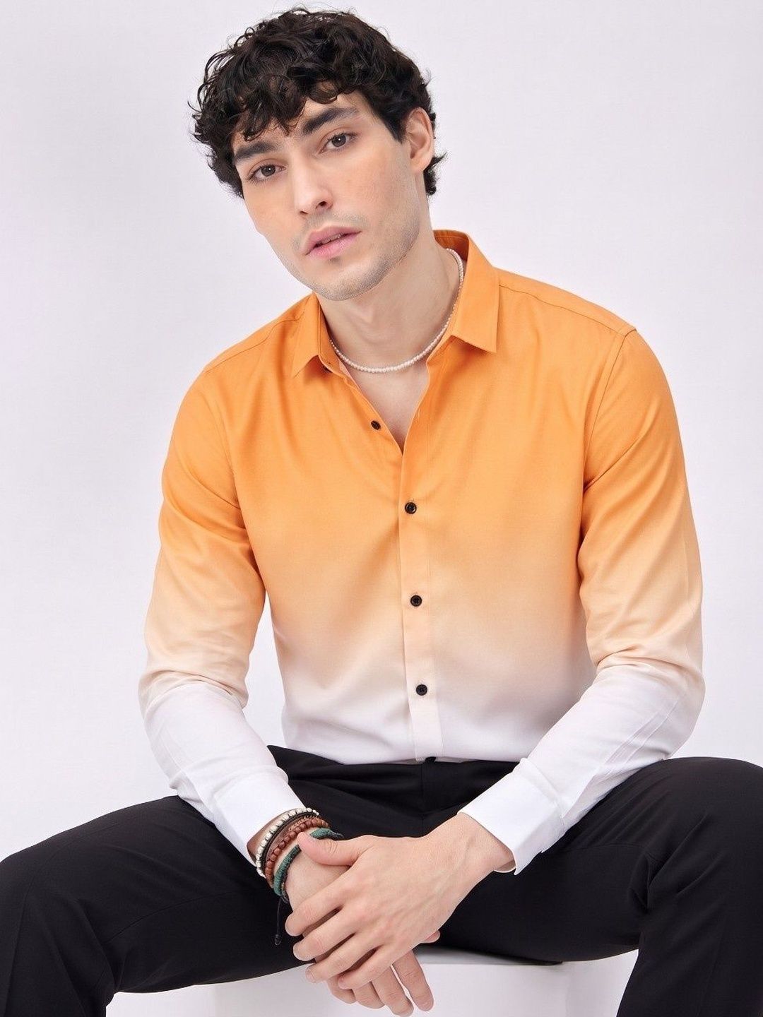 VELKYNOX Men Comfort Ombre Casual Shirt