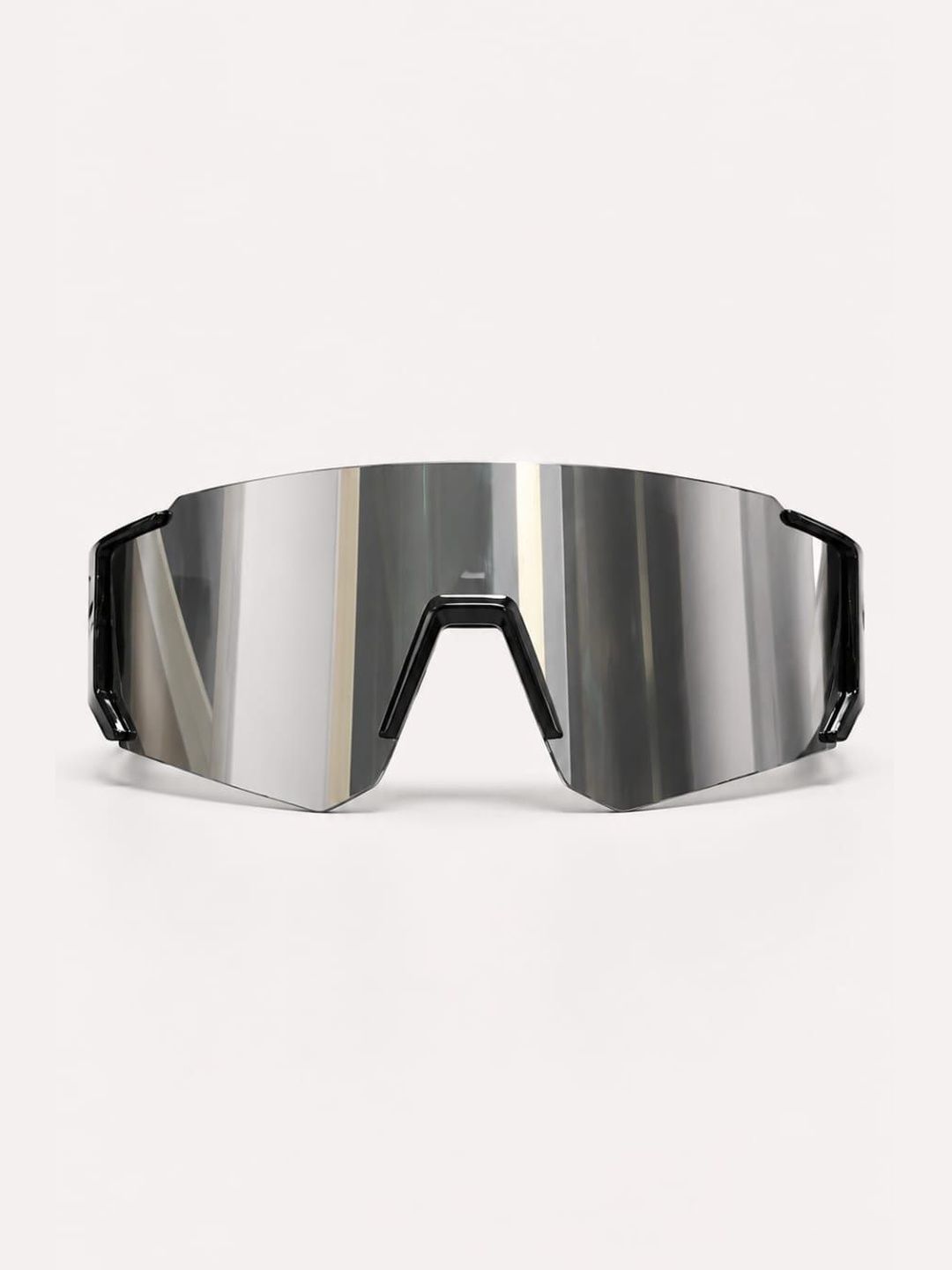 SPADEACES Unisex Mirrored Lens & Black Shield Sunglasses with
