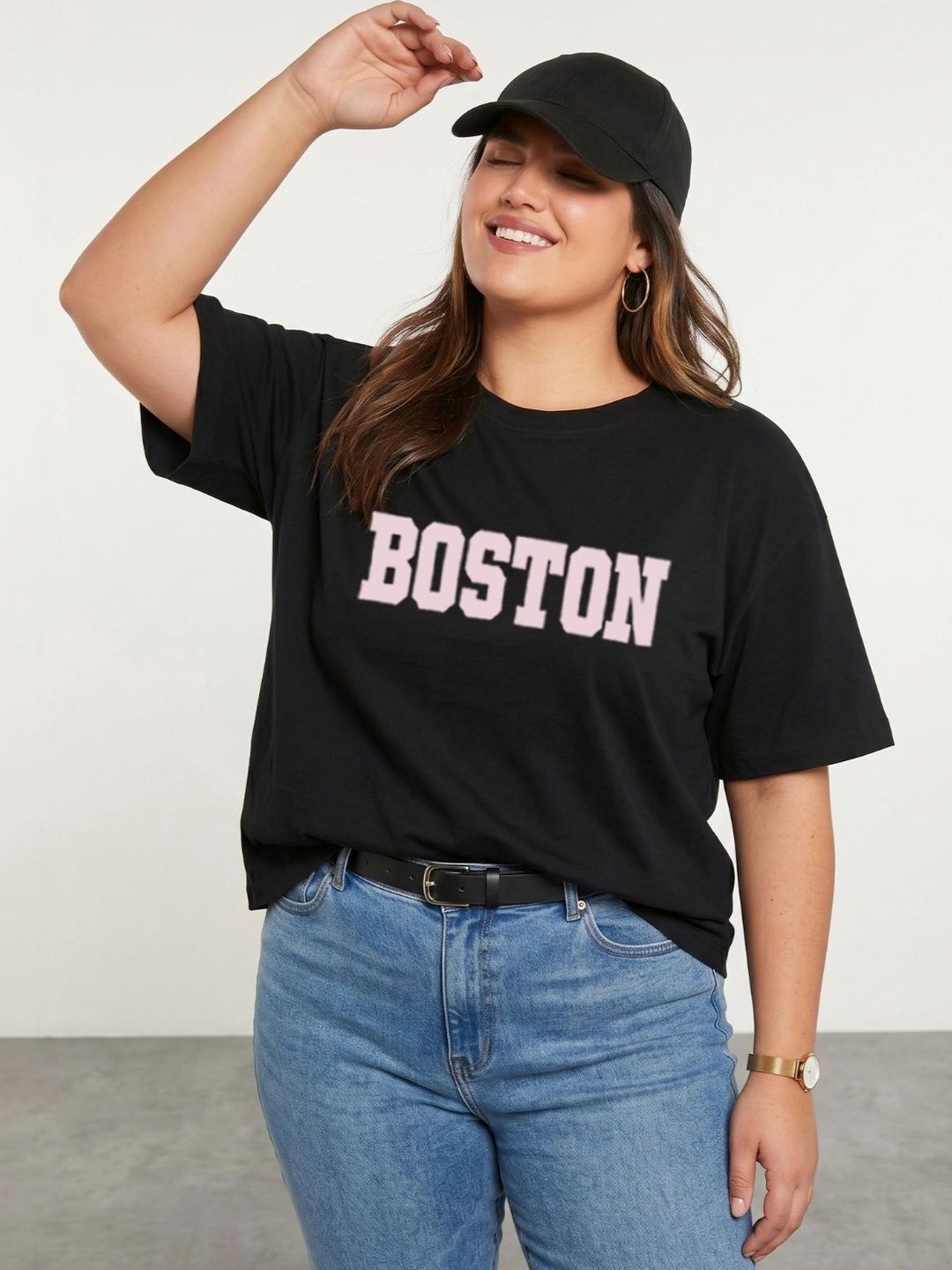 Toodle Plus Plus Size Women Typography Printed T-shirt