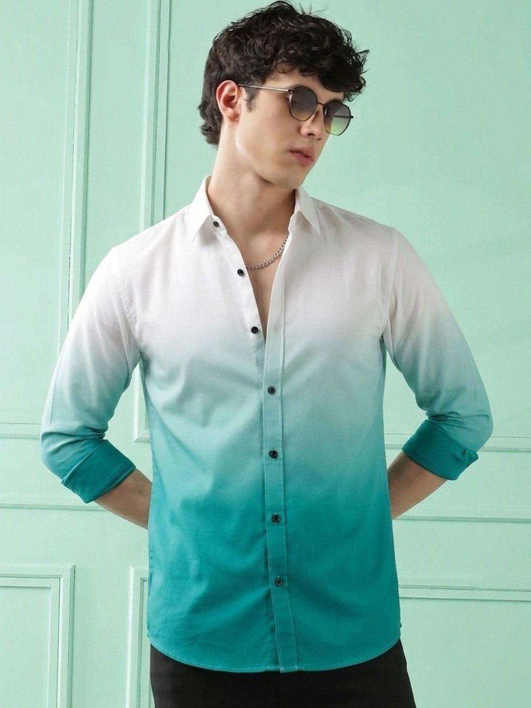 VELKYNOX Men Comfort Ombre Casual Shirt