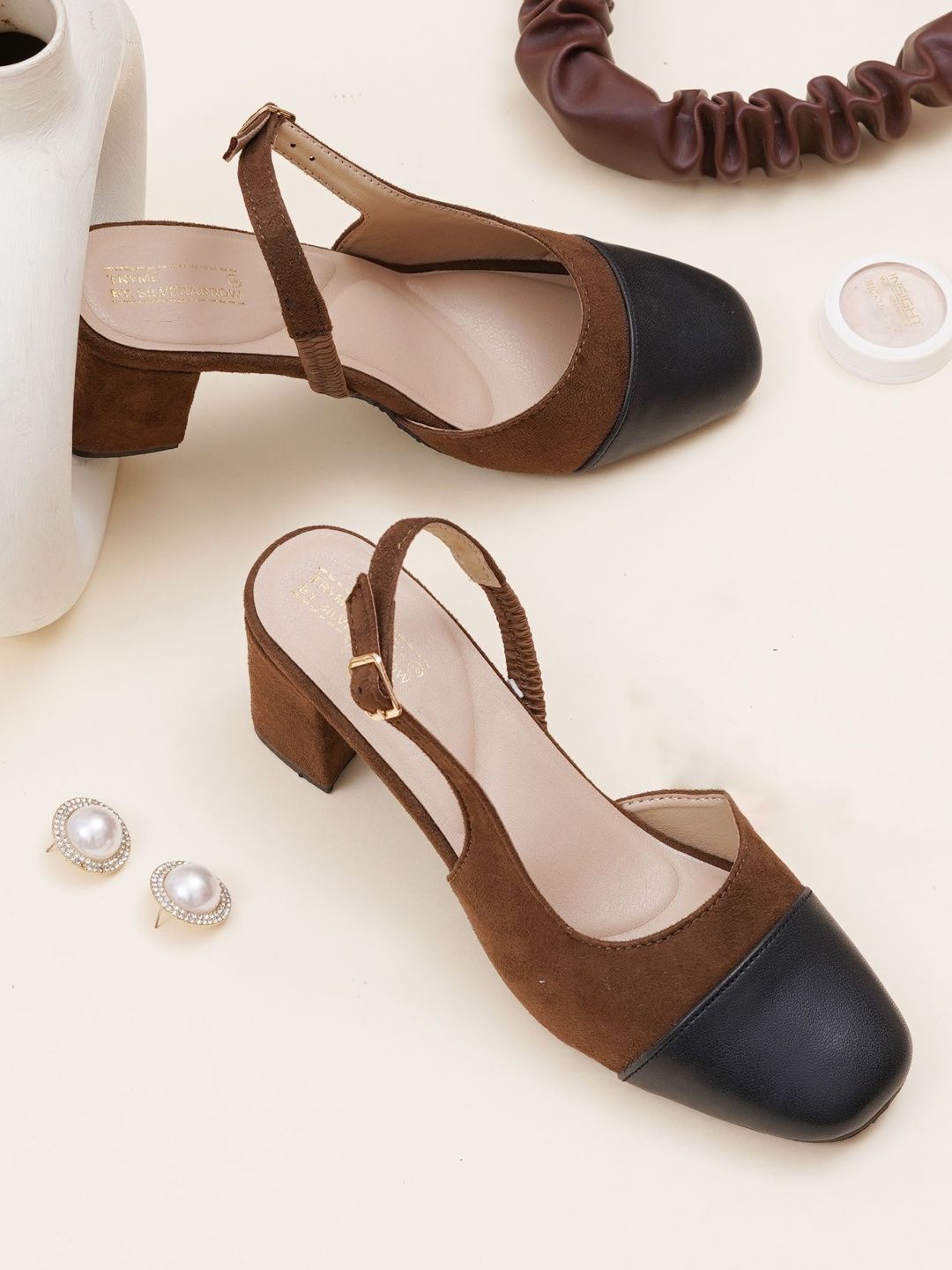 Try Me Colourblocked Suede Party Block Pumps
