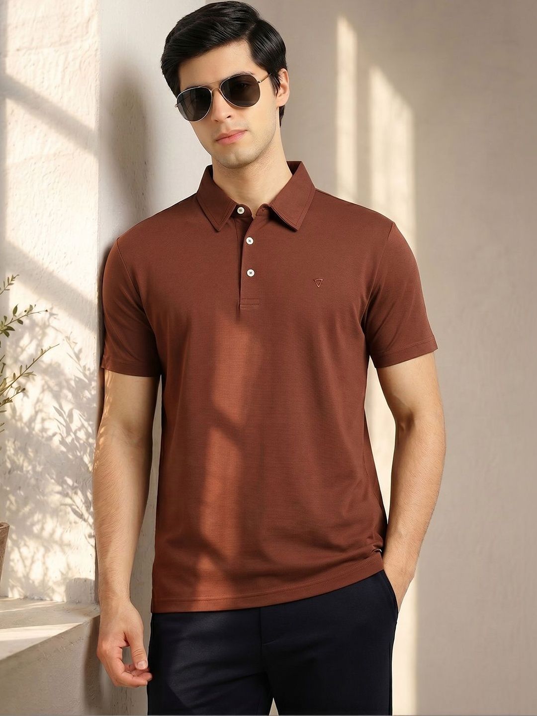 Thomas Scott Men Polo Collar Viscose Rayon Regular Fit T-shirt