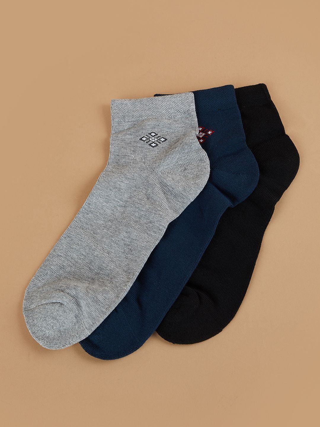 CODE by Lifestyle Men Pack of 3 Cotton Blend Assorted Patterned Above Ankle Socks