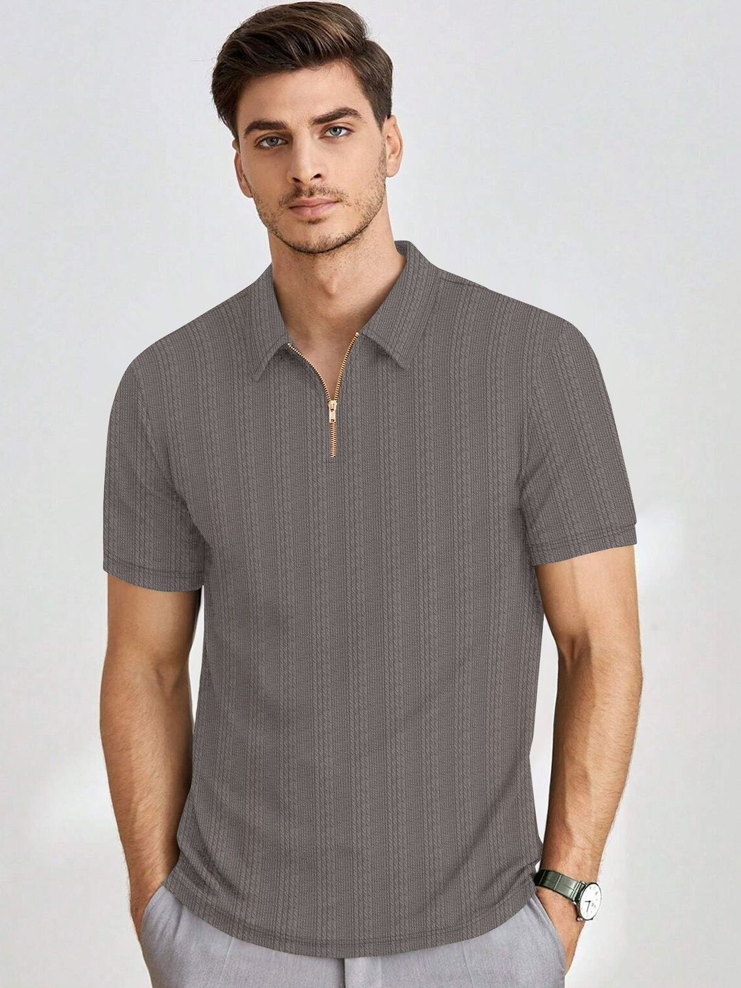 KAJARU Self Design Polo Collar T-shirt