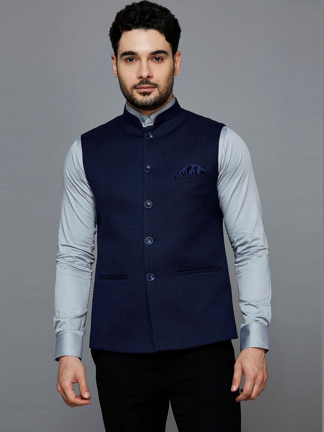 ESSAS club Self Design Mandarin-Neck Nehru Jacket