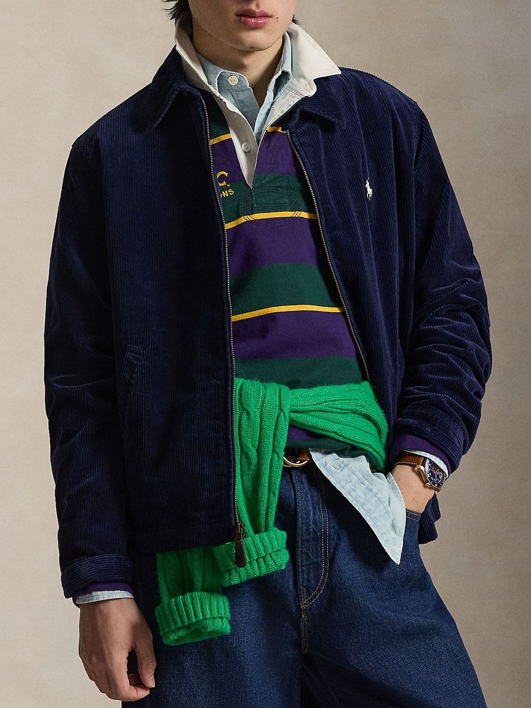 Polo Ralph Lauren Men Leather Woven Jacket