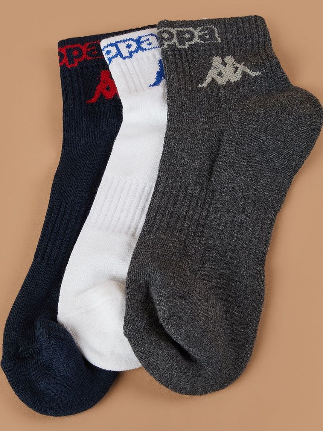 Kappa Men Pack of 3 Cotton Blend Assorted Patterned Ankle Length Socks