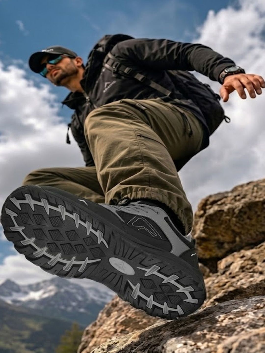 Adventra Sports Men Grey Low Top Hiking Shoes with AntiSkid Rubber Sole EH500