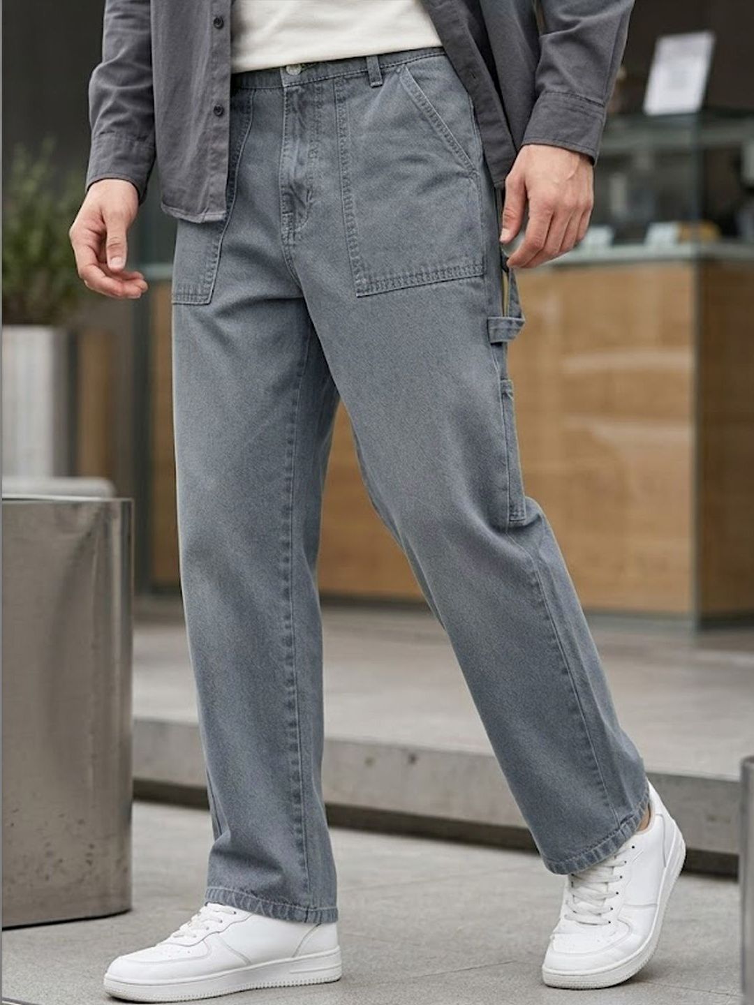 Urbano Fashion Men Loose Fit Carpenter Cargo Jeans