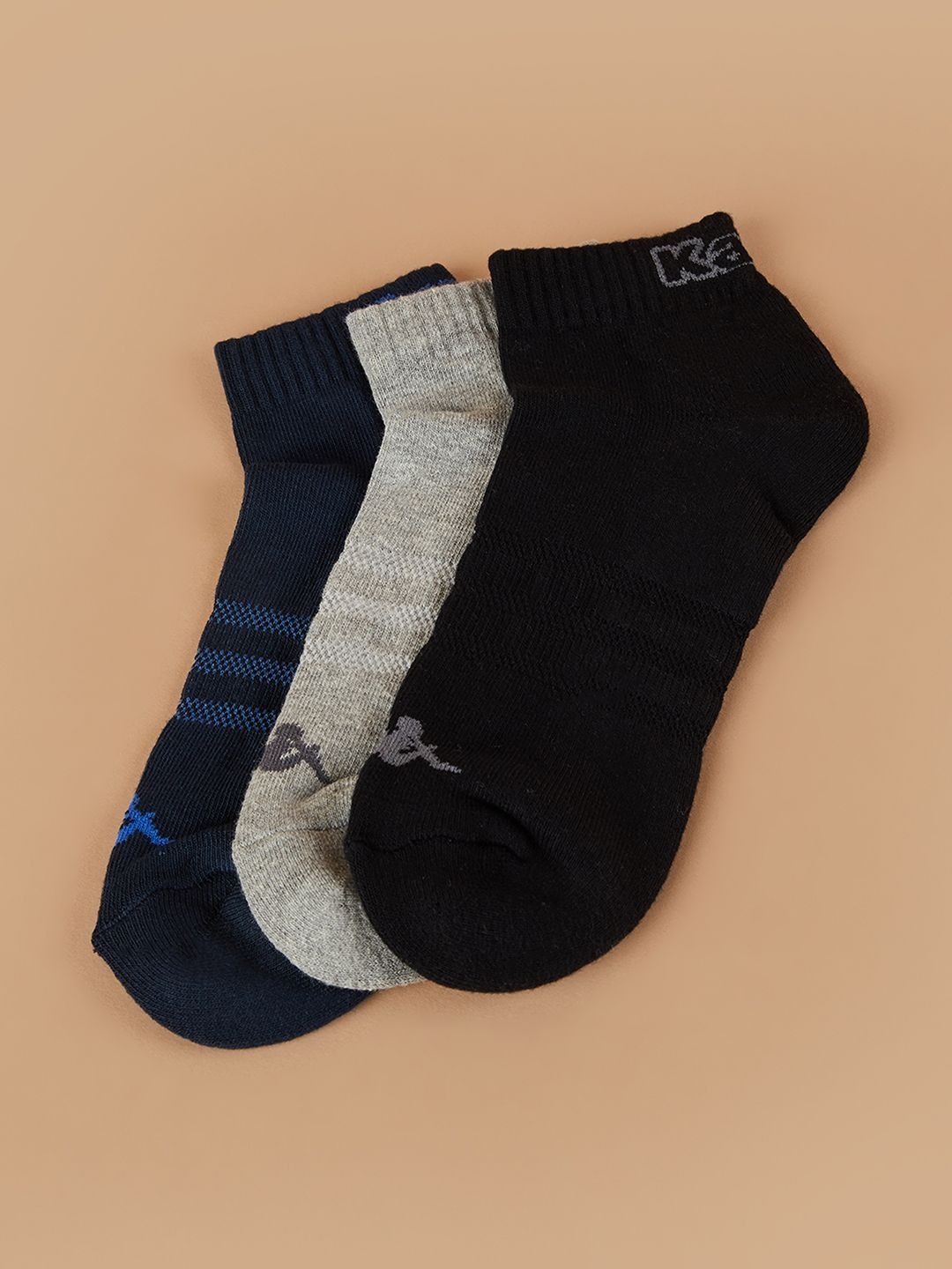 Kappa Men Pack of 3 Cotton Blend Assorted Patterned Ankle Length Socks