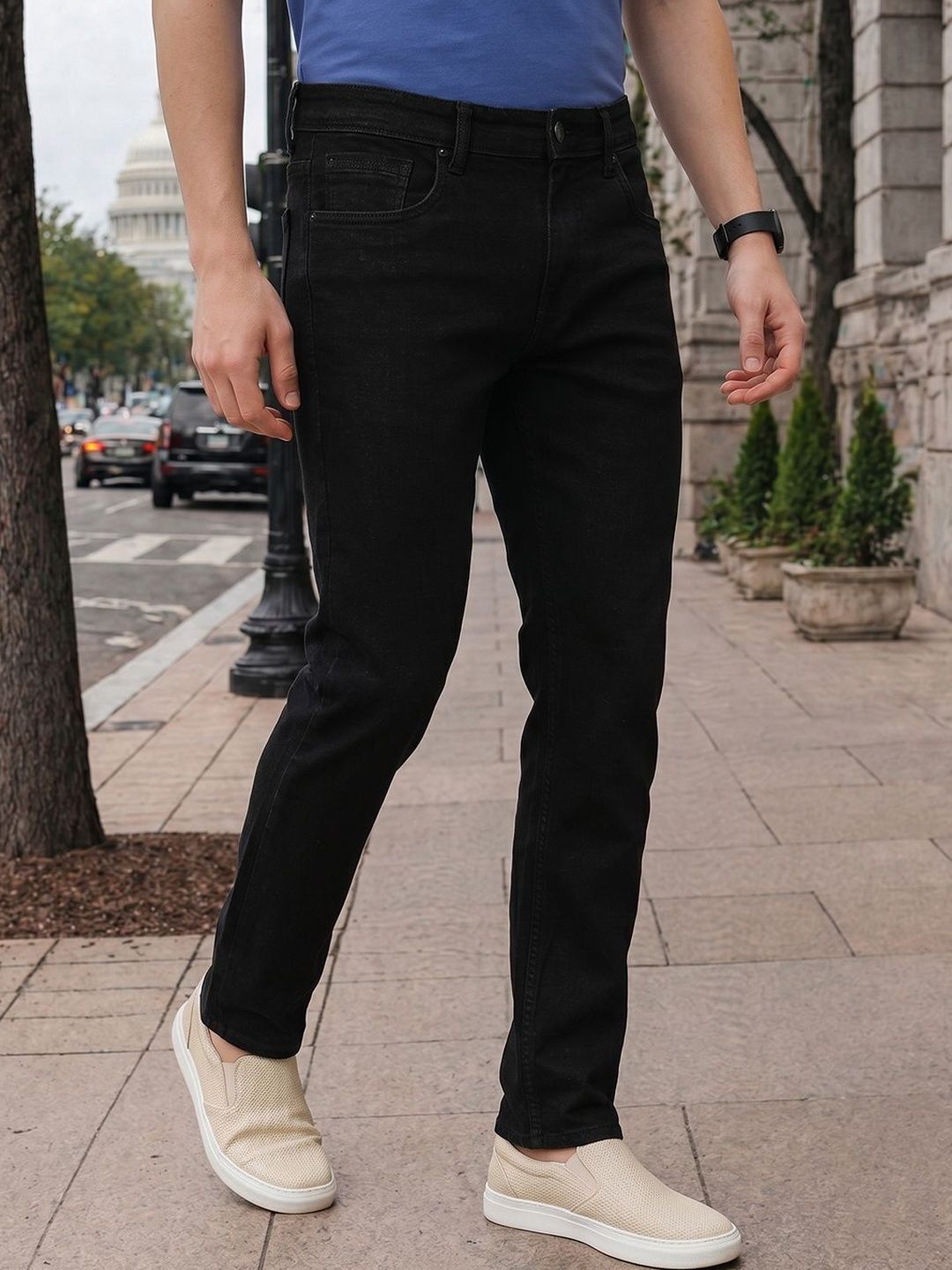 Thomas Scott Men Smart Straight Fit Mid-Rise Stretchable Jeans
