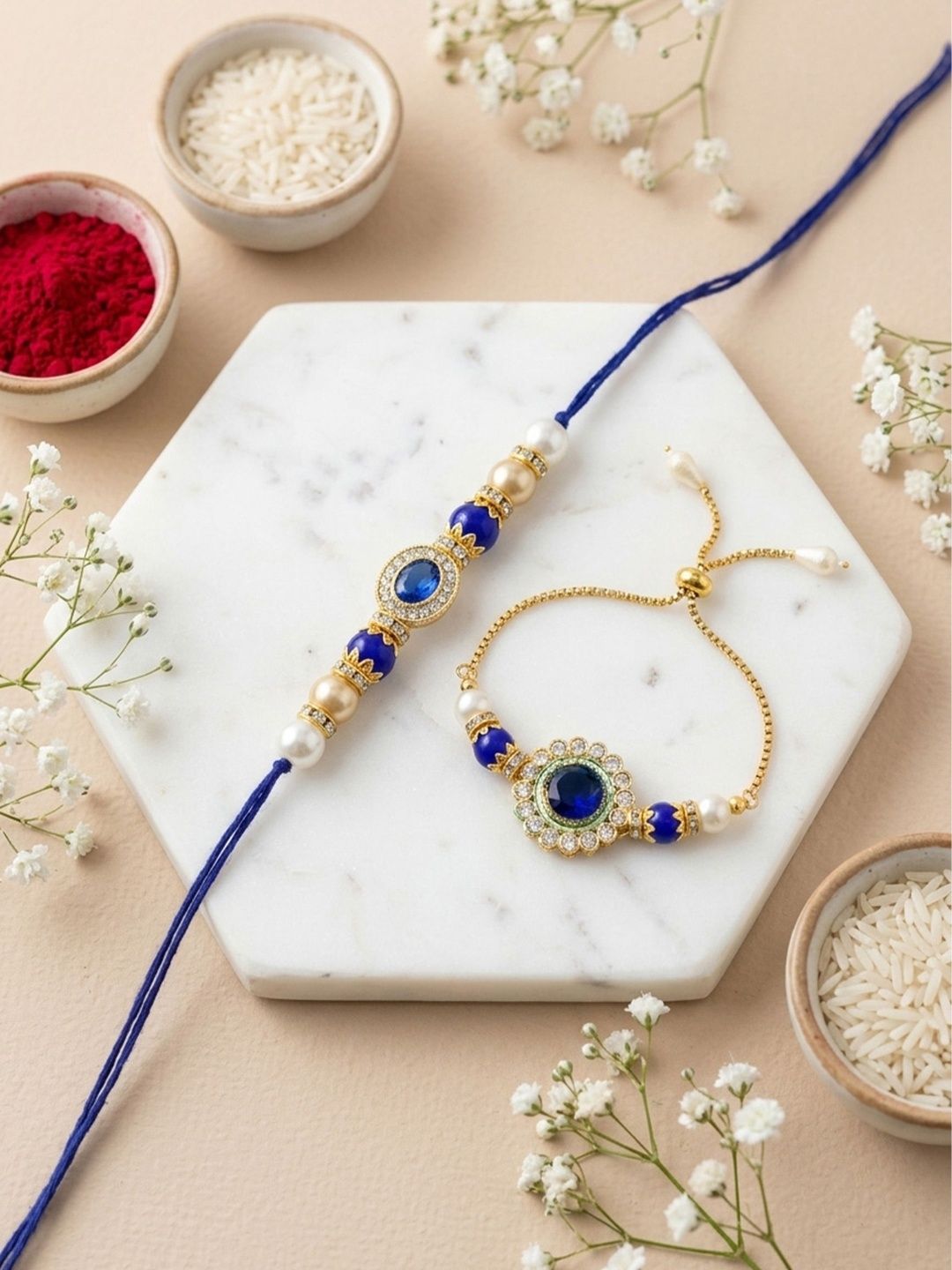 ASIDEA 2Pcs Bhaiya Bhabhi Rakhi Set