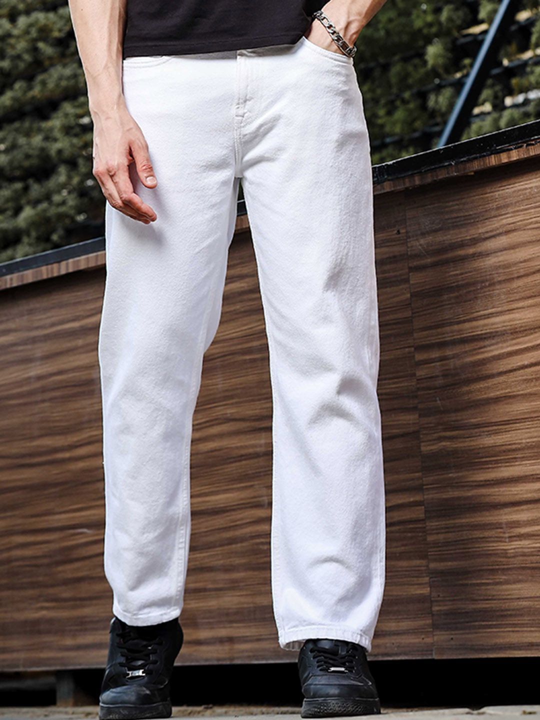 HERE&NOW Men Loose Relaxed Fit Pure Cotton Jeans