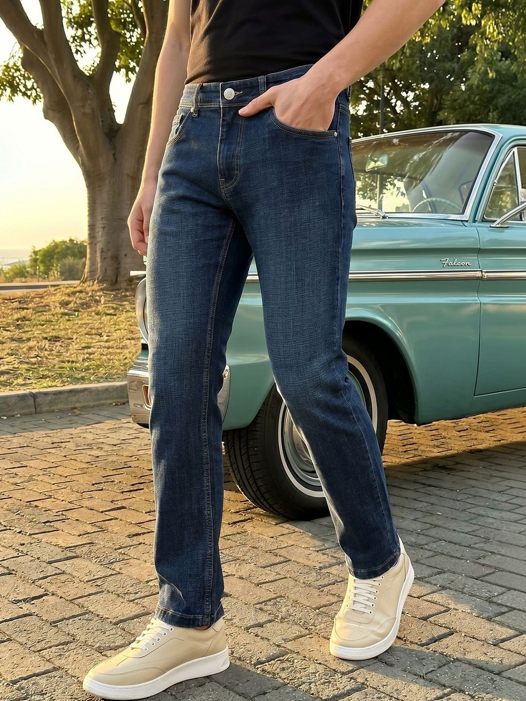 Thomas Scott Men Smart Slim Fit Mid-Rise Light Fade Stretchable Jeans