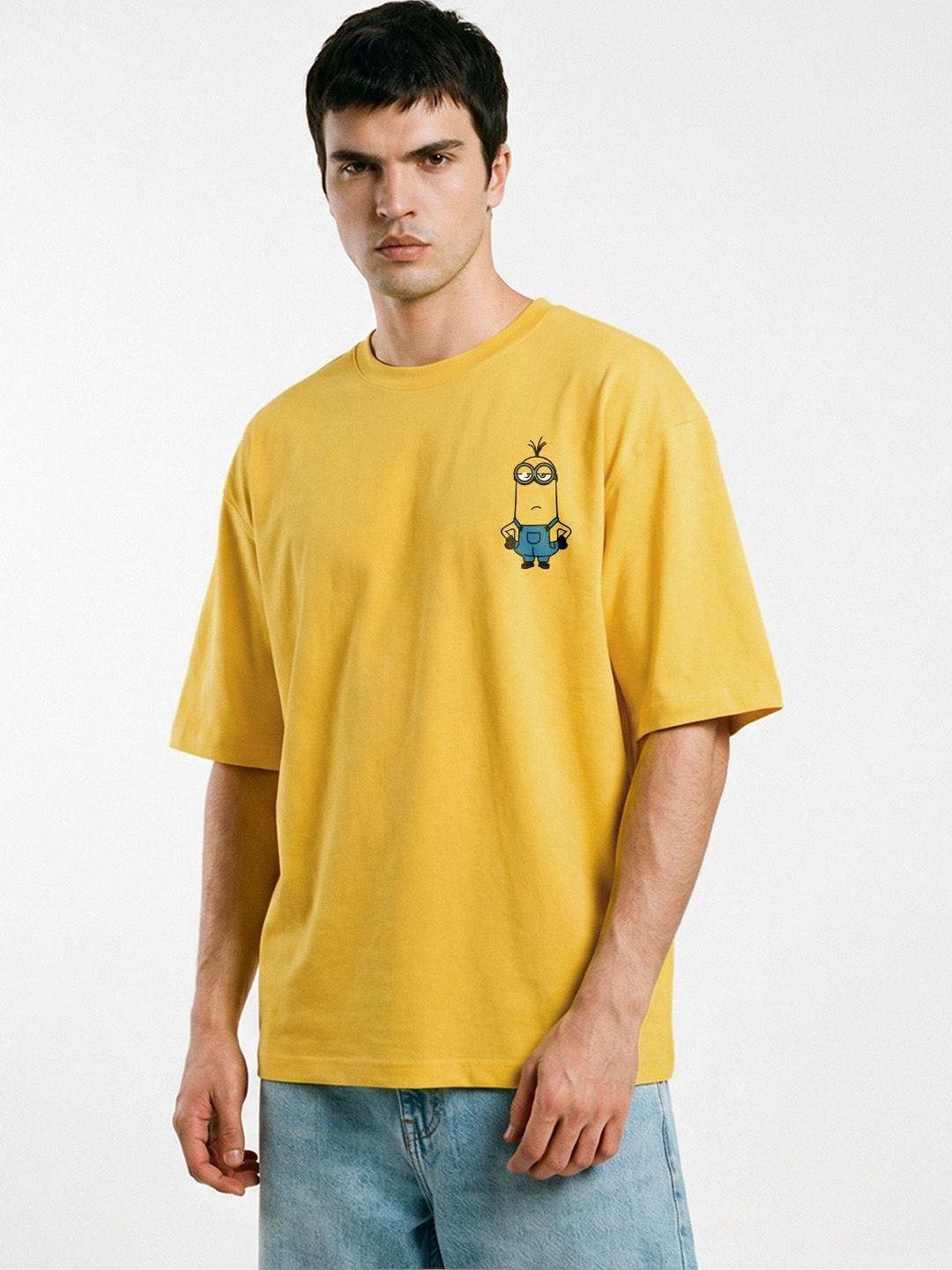 Crazymonk Typography Printed Cotton Oversized T-shirt
