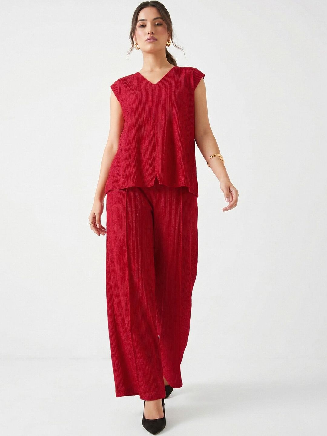 Selvia Selvia Self Design Top with Palazzos