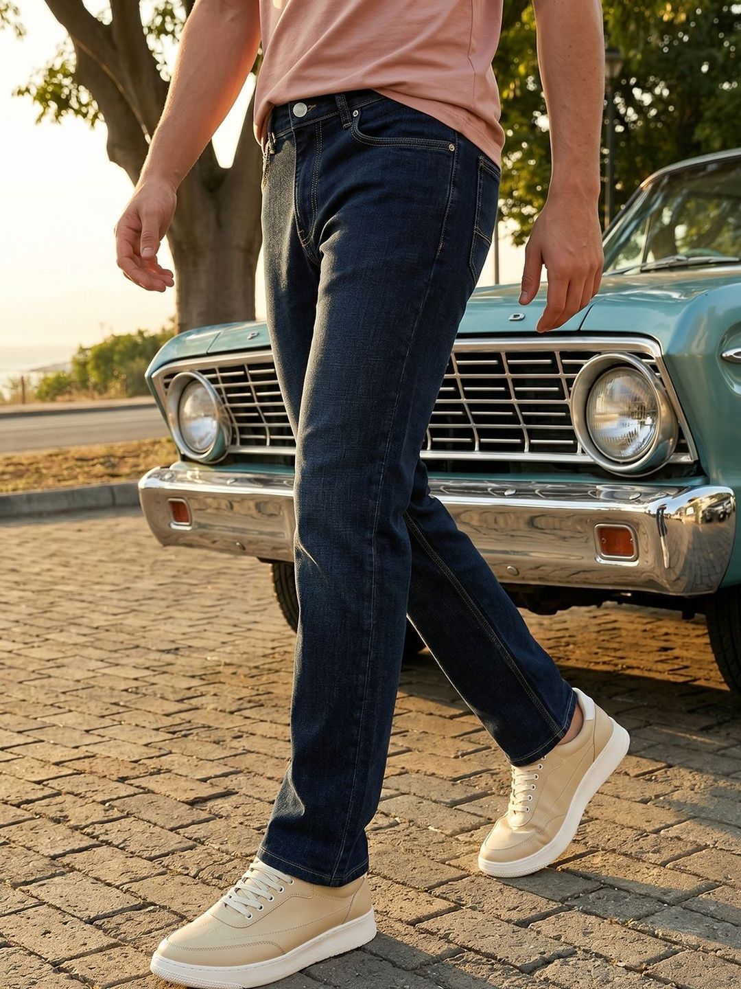 Thomas Scott Men Smart Straight Fit Mid-Rise Light Fade Stretchable Jeans