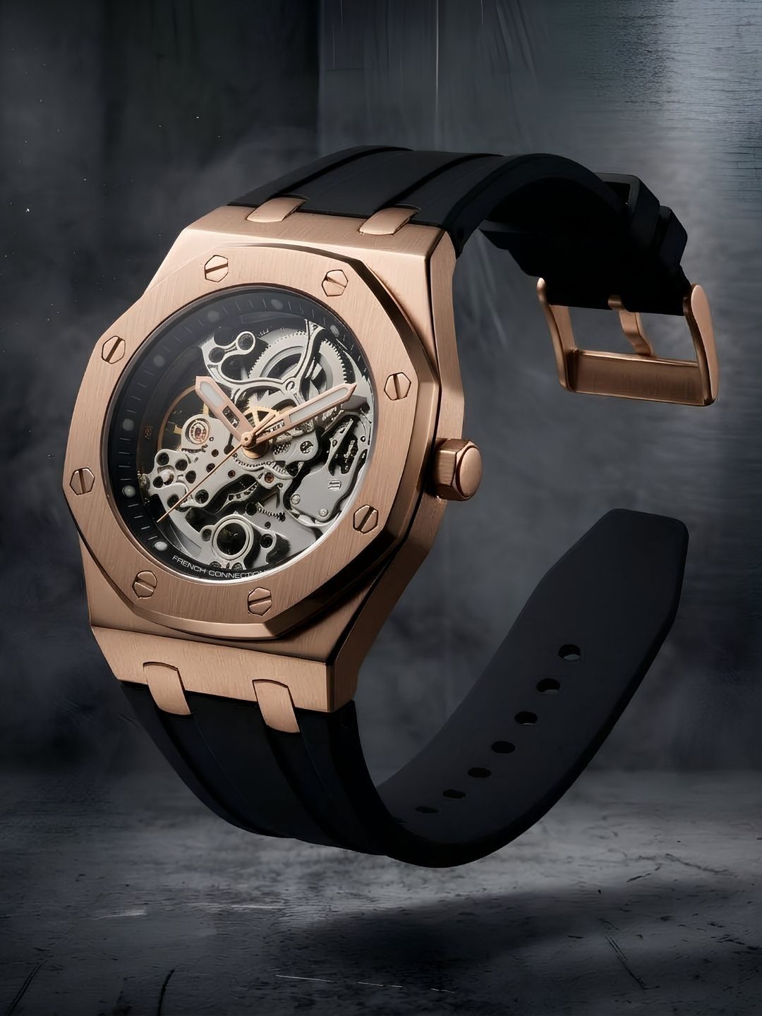 French Connection French Connection Men Skeleton Dial & Bracelet Style Straps Analogue Automatic Watch