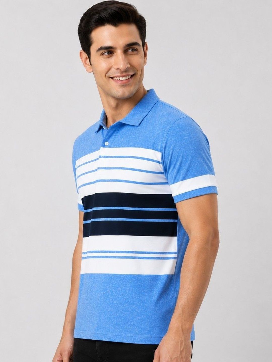JKT Men Striped Polo Collar T-shirt