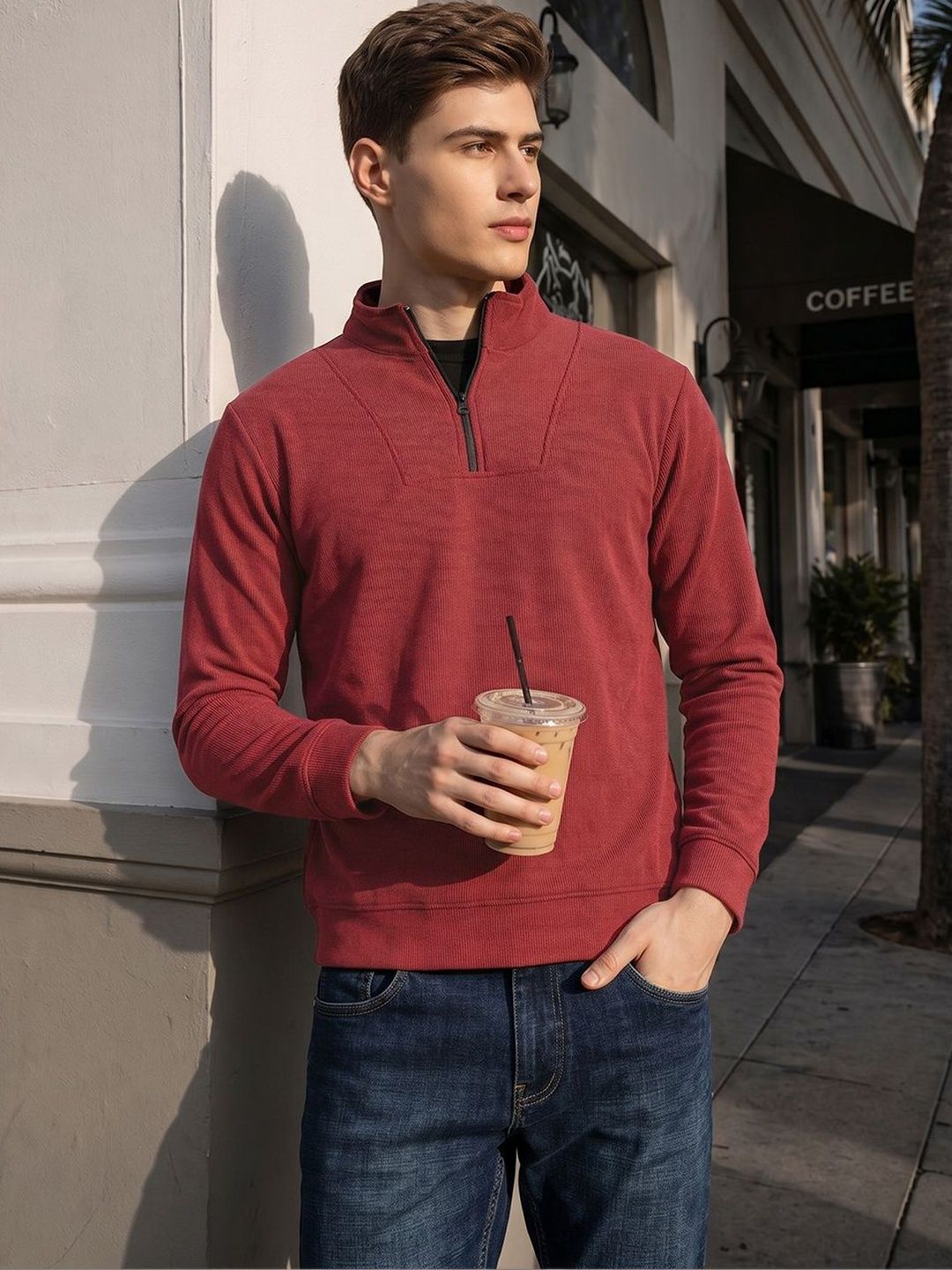 Thomas Scott Men's Mock Neck Half-Zip Sweatshirt