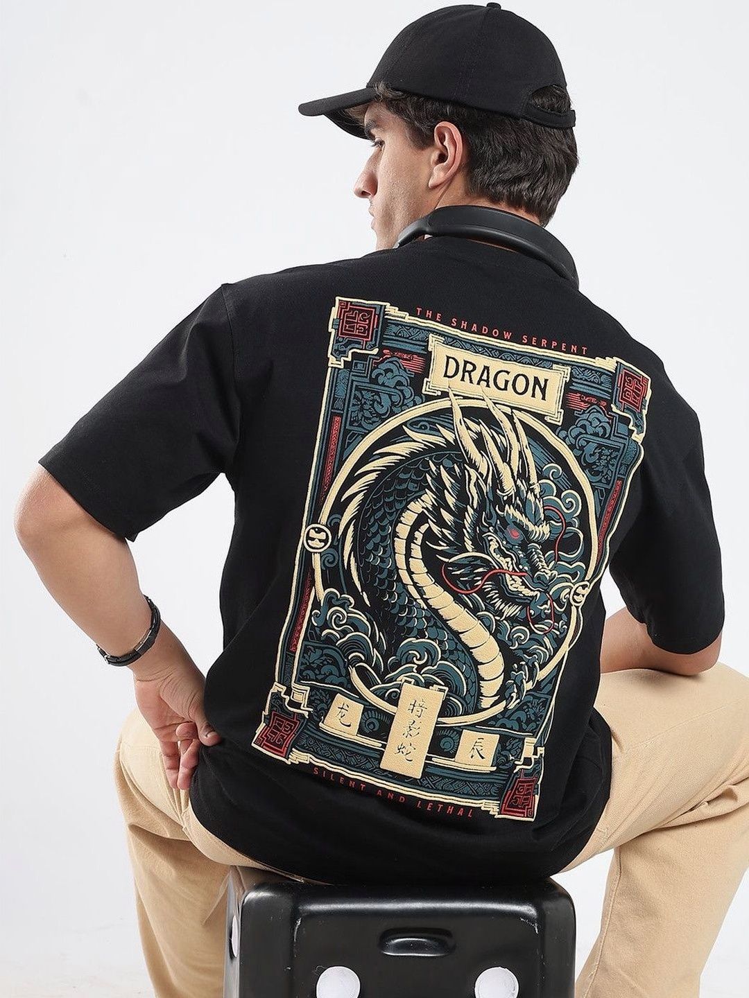 glitchez Men Printed Drop-Shoulder Sleeves T-shirt