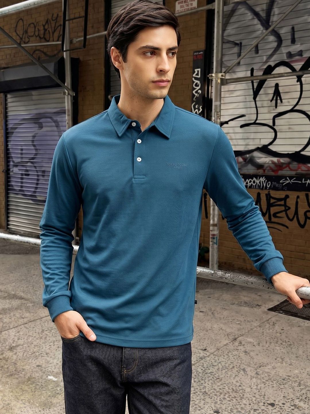Thomas Scott Men Polo Collar Viscose Rayon Regular Fit T-shirt