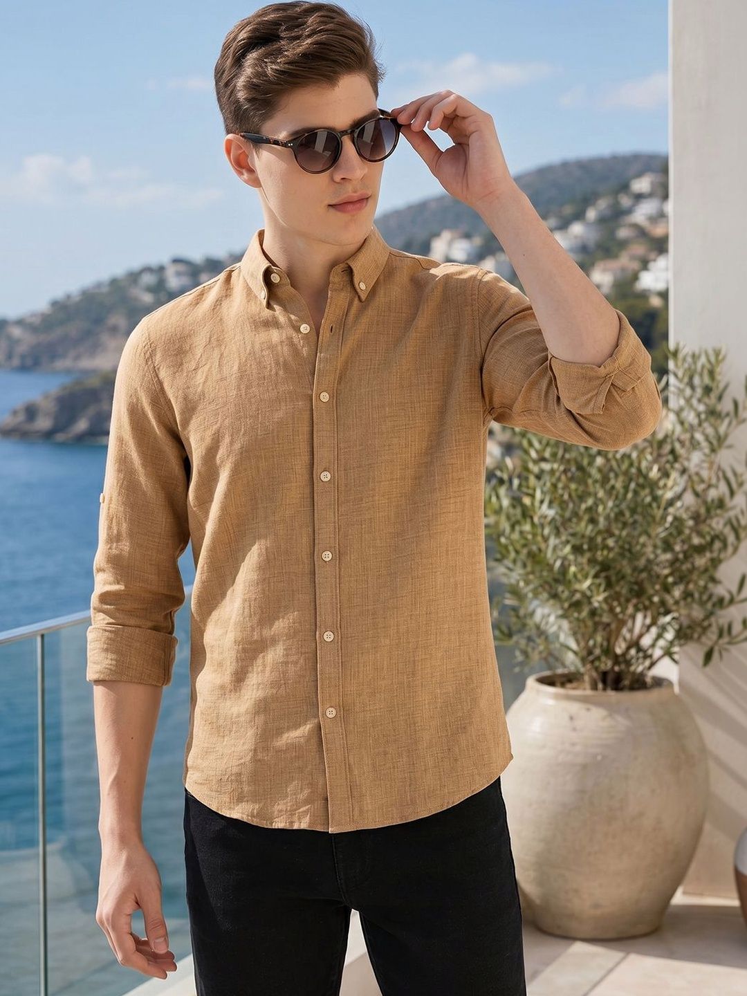 Thomas Scott Men Slim Fit Button-Down Collar Casual Shirt