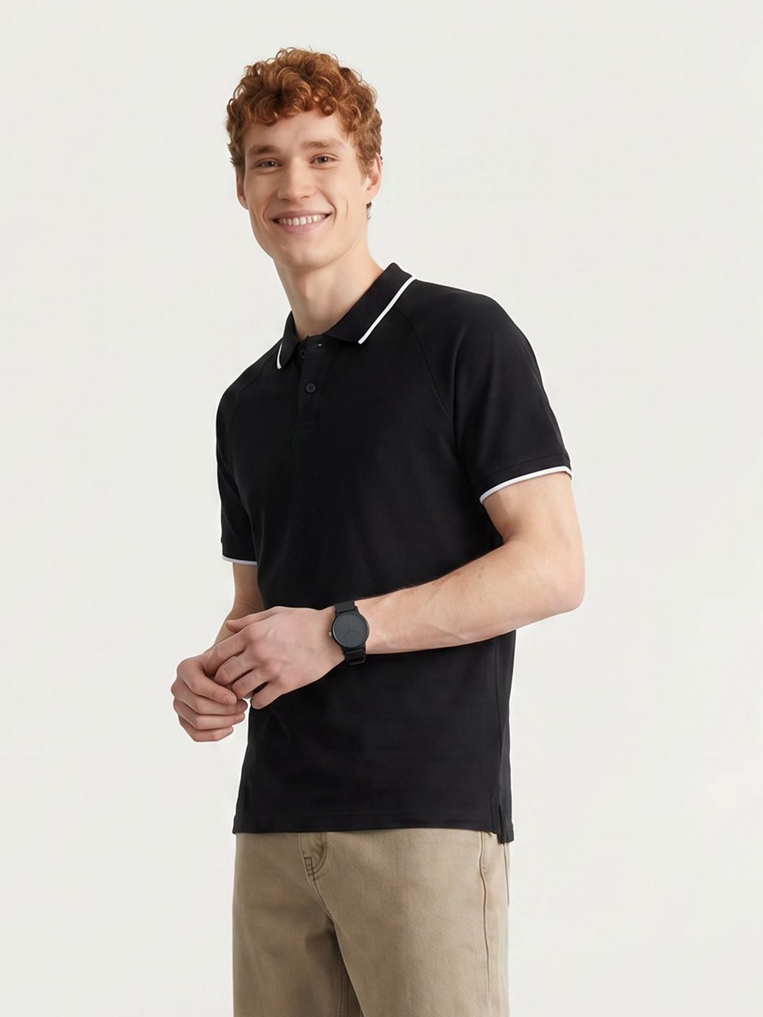 Mast & Harbour Polo Collar Pure Cotton T-shirt