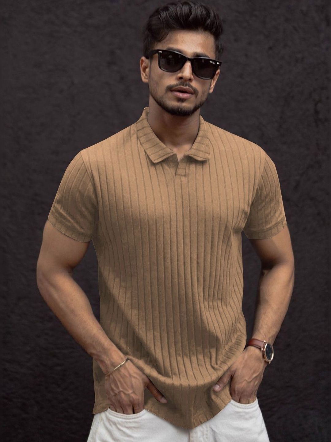 HERE&NOW Men Polo Collar T-shirt