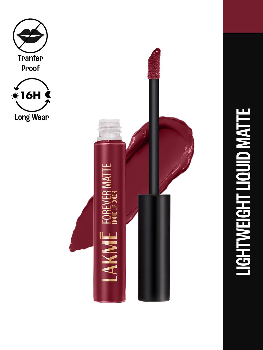 Lakme Forever Matte Lightweight & Transferproof 16Hr Liquid Lipstick 5.6ml - Red Sangria